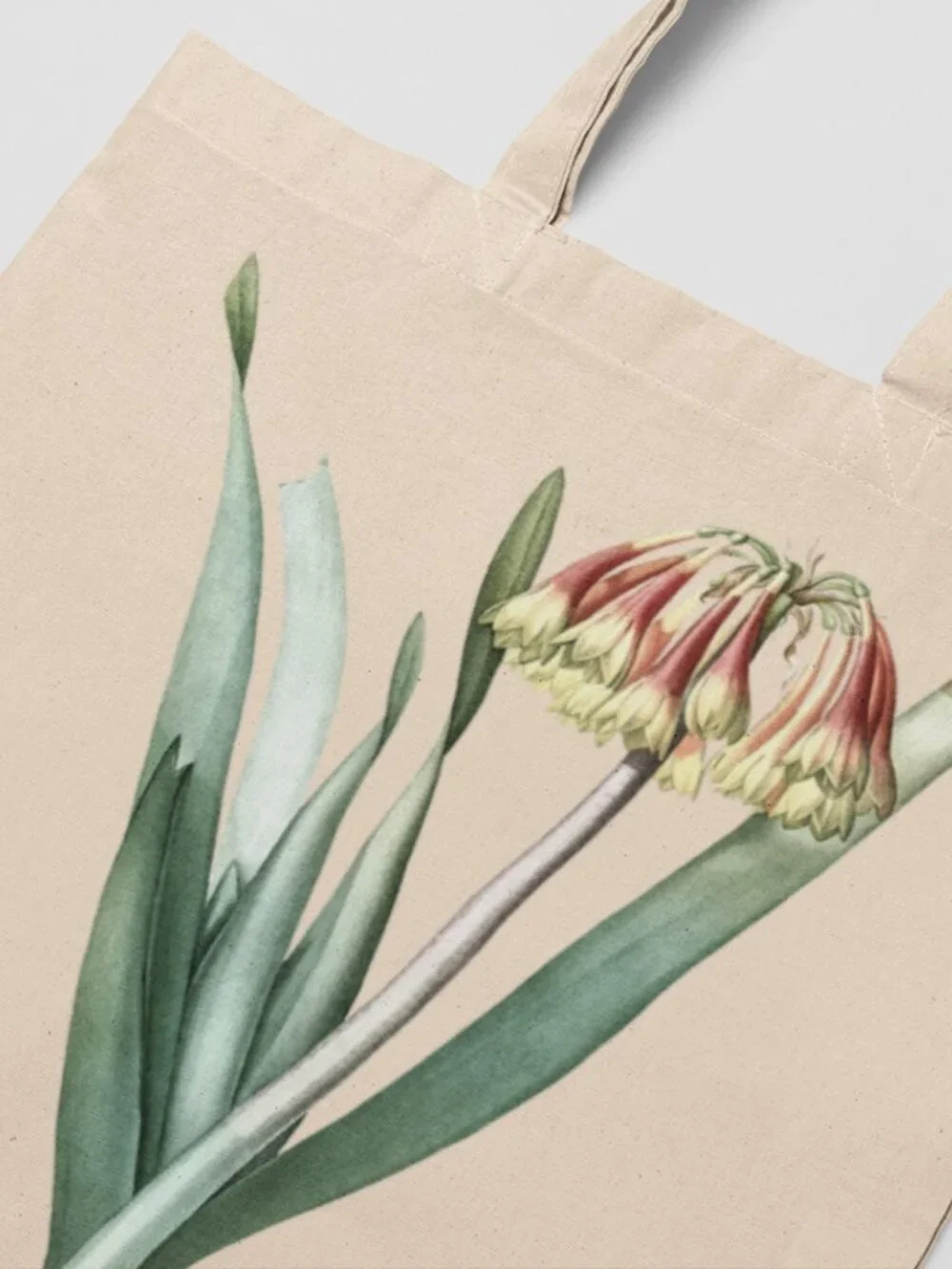 Knysna Lily Vintage Floral Print Graphic Canvas Tote Bag